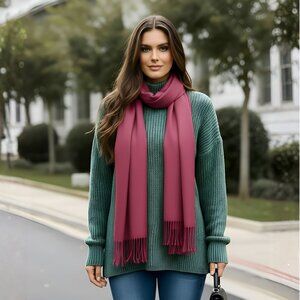 Oussum Ladies Viscose Scarves Solid Fashion Scarf Girls for Winter Gifts
